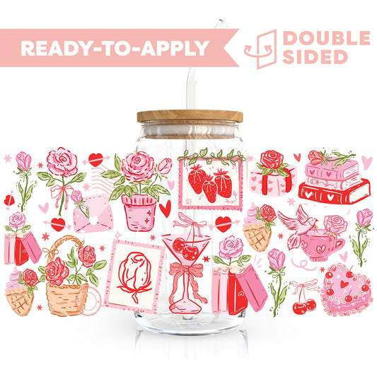 [ Double Sided ] 16oz Cup UV DTF Decal | Galentine Time