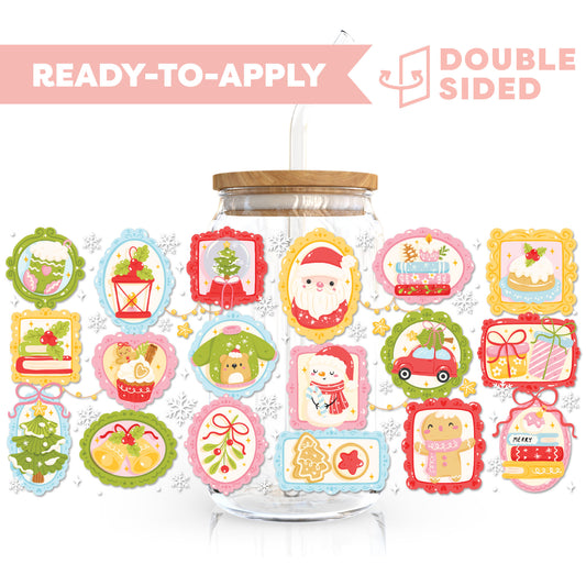 [ Double Sided ] 16oz Cup UV DTF Decal | Happy Holiday Gallery