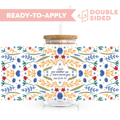 [ Double Sided ] 16oz Cup UV DTF Decal | Love One Another John 13:34-35