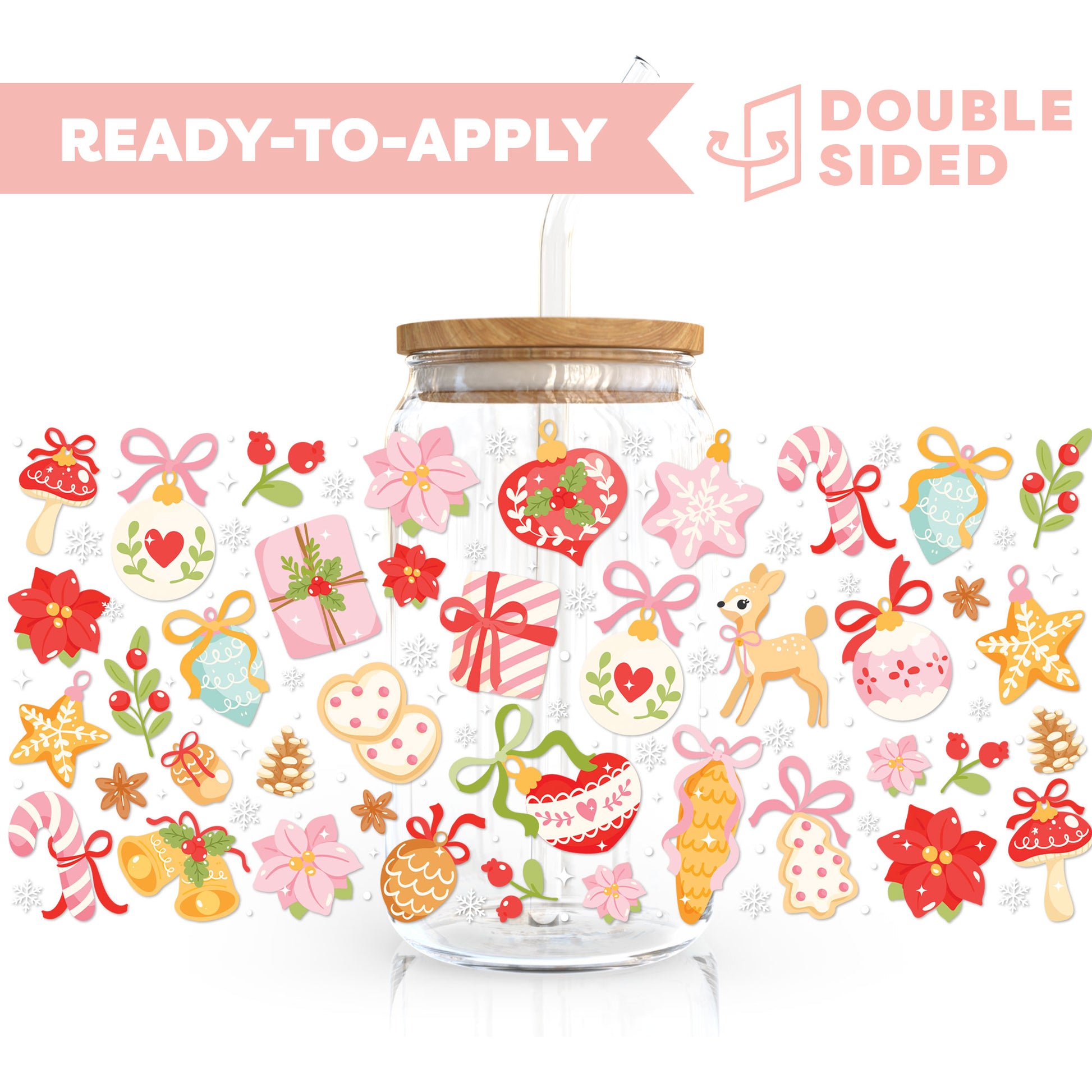 [ Double Sided ] 16oz Cup UV DTF Decal | 'Tis The Season