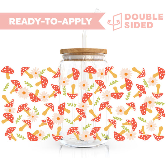 [ Double Sided ] 16oz Cup UV DTF Decal | Floral Mushroom[ Double Sided ] 16oz Cup UV DTF Decal | Floral Mushroom