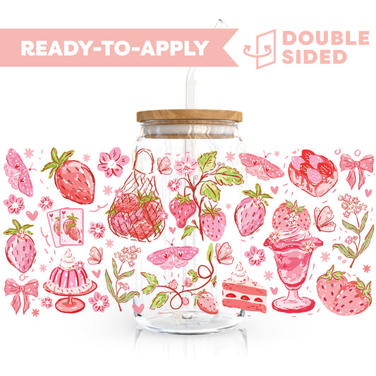 [ Double Sided ] 16oz Cup UV DTF Decal | Strawberry Dream 🍓