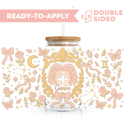 [ Double Sided ] 16oz Cup UV DTF Decal | Coquette Gemini