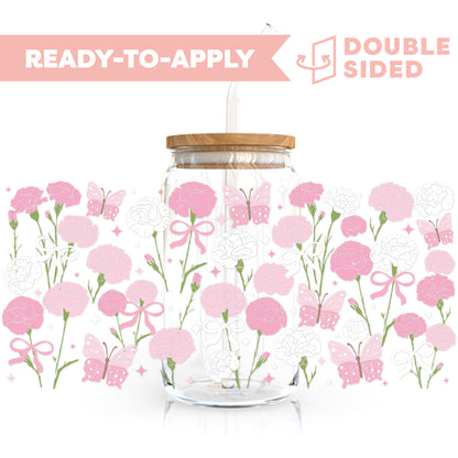 [ Double Sided ] 16oz Cup UV DTF Decal | Carnation Butterfly