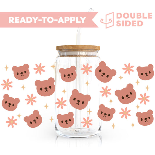 [ Double Sided ] 16oz Cup UV DTF Decal | Kawaii Bear