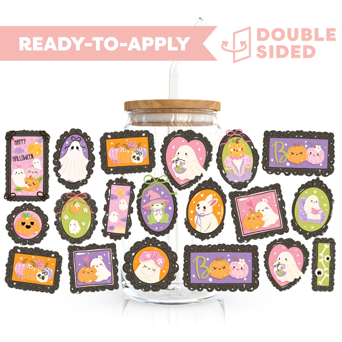 [ Double Sided ] 16oz Cup UV DTF Decal | Halloween Gallery