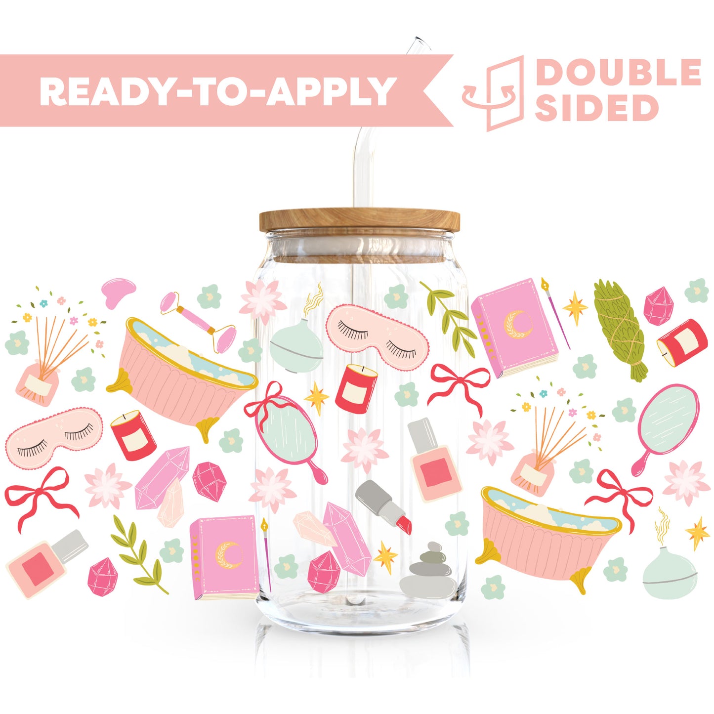 [ Double Sided ] 16oz Cup UV DTF Decal | Self-Care Queen