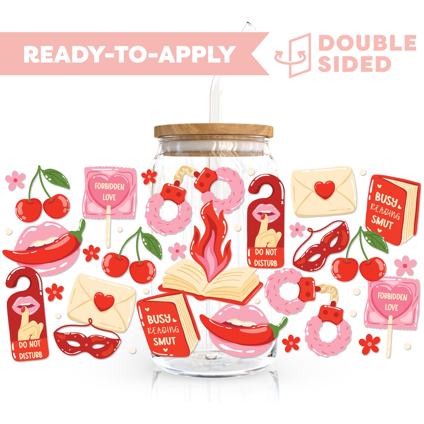 [ Double Sided ] 16oz Cup UV DTF Decal | Busy Reading SMUT