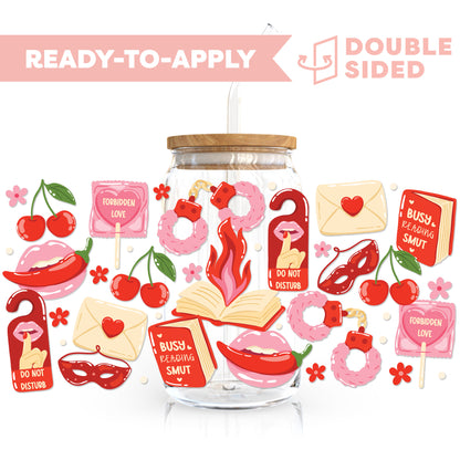 [ Double Sided ] 16oz Cup UV DTF Decal | Busy Reading SMUT