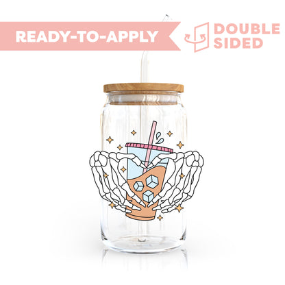 [ Double Sided ] UV DTF Transfer | Coffee & Skeleton