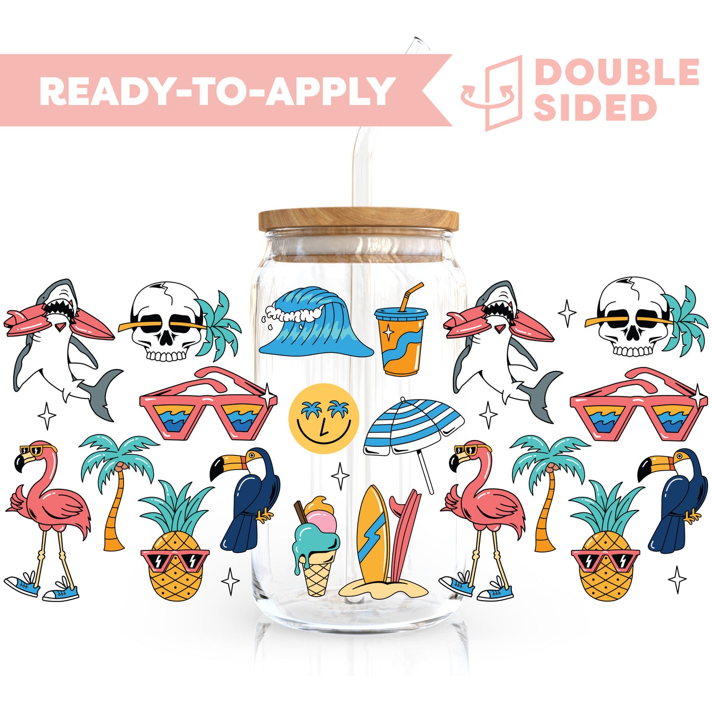 [ Double Sided ] 16oz Cup UV DTF Decal | Summer Chillin'
