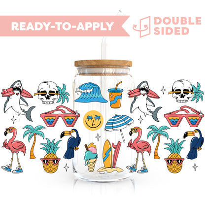 [ Double Sided ] 16oz Cup UV DTF Decal | Summer Chillin'
