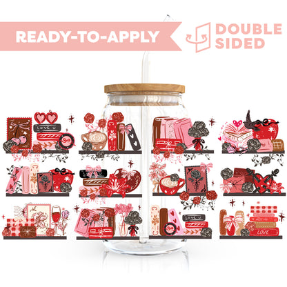 [ Double Sided ] 16oz Cup UV DTF Decal | Romantic Library 📚