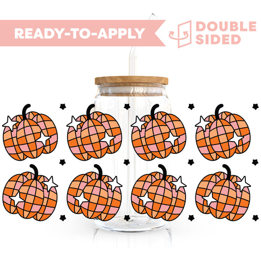 [ Double Sided ] 16oz Cup UV DTF Decal | Pumpkin Disco Ball