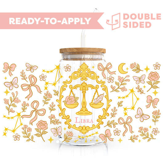 [ Double Sided ] 16oz Cup UV DTF Decal | Coquette Libra