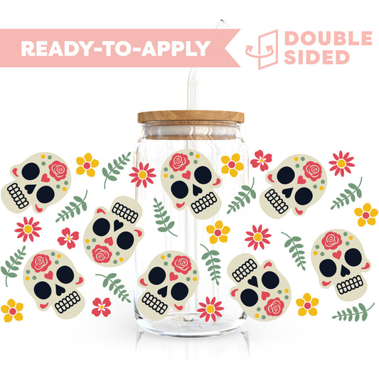 [ Double Sided ] 16oz Cup UV DTF Decal | Rose Skull