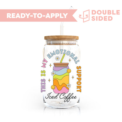 [ Double Sided ] UV DTF Transfer | Emotional Support Iced Coffee