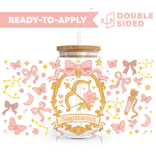 [ Double Sided ] 16oz Cup UV DTF Decal | Coquette Sagittarius