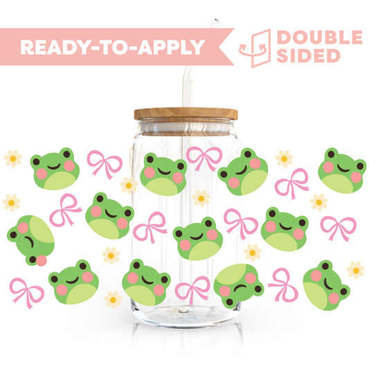 [ Double Sided ] 16oz Cup UV DTF Decal | Kawaii Frog