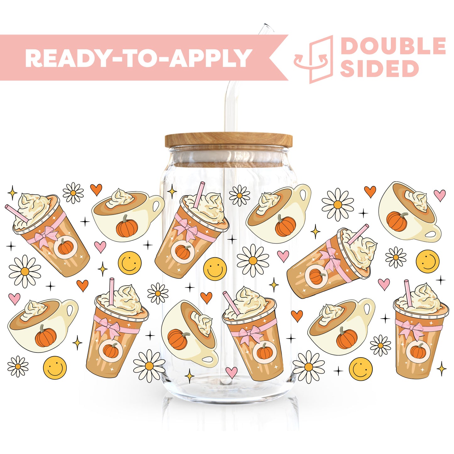 [ Double Sided ] 16oz Cup UV DTF Decal | Pumpkin Spice 