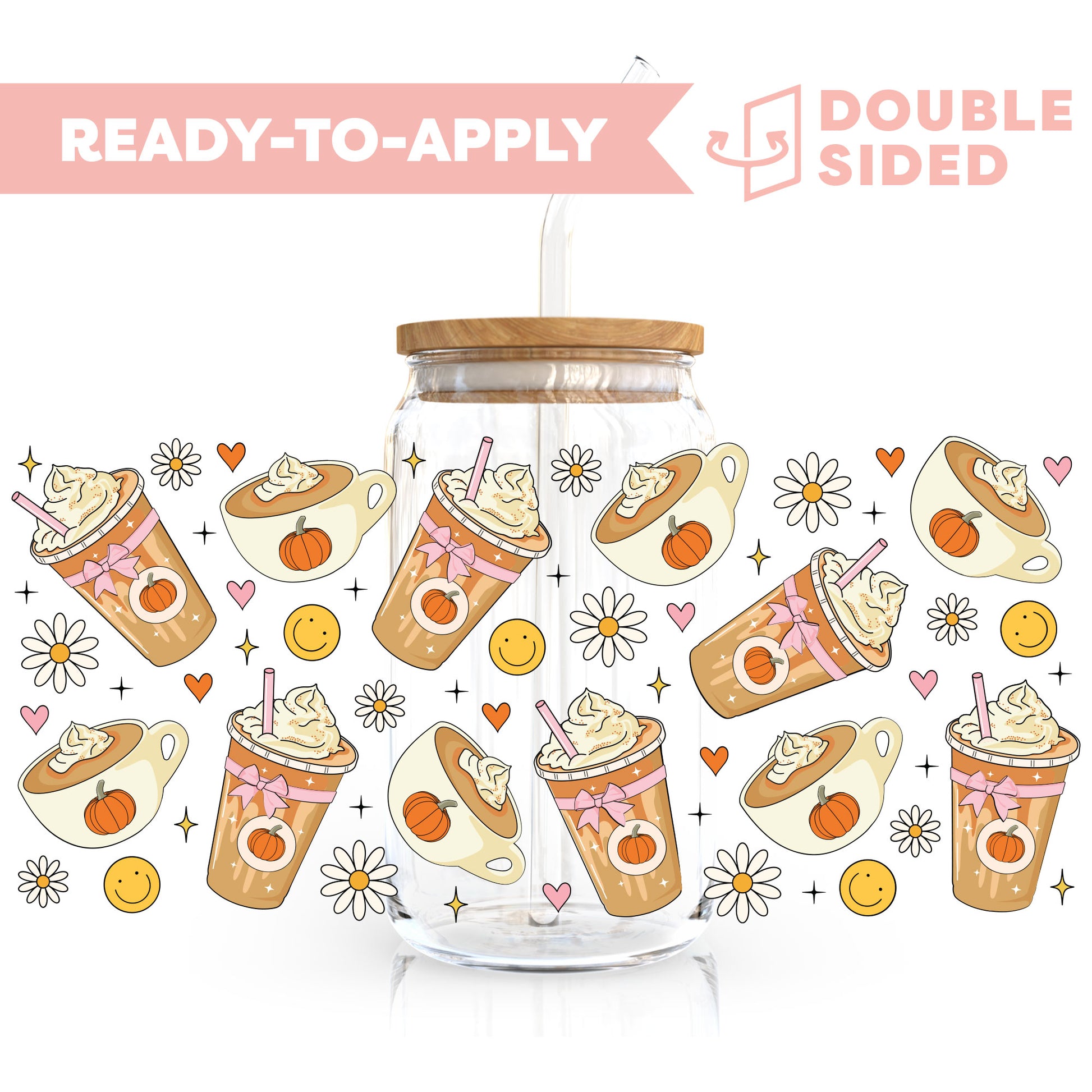 [ Double Sided ] 16oz Cup UV DTF Decal | Pumpkin Spice 