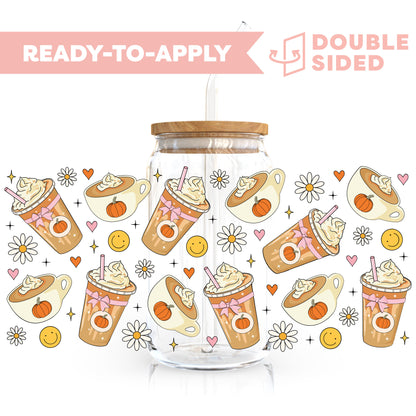 [ Double Sided ] 16oz Cup UV DTF Decal | Pumpkin Spice 