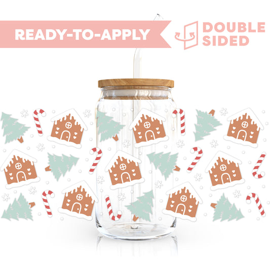 [ Double Sided ] 16oz Cup UV DTF Decal | Gingerbread House