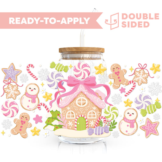 [ Double Sided ] 16oz Cup UV DTF Decal | Magical Gingerbread House