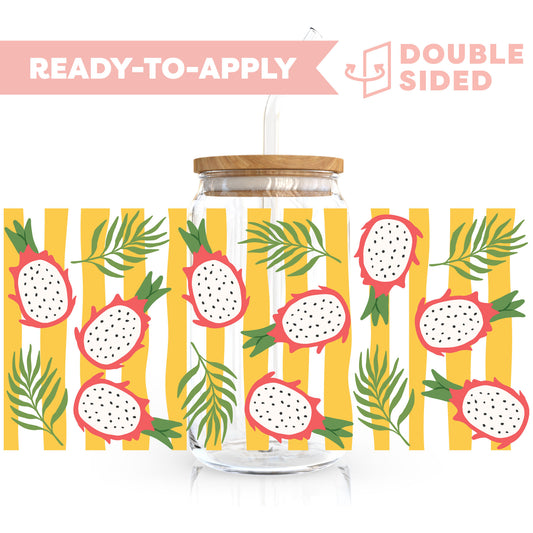 [ Double Sided ] 16oz Cup UV DTF Decal | Dragon Fruits Stripe