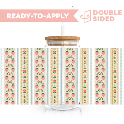 [ Double Sided ] 16oz Cup UV DTF Decal | Strawberry Washi Tape