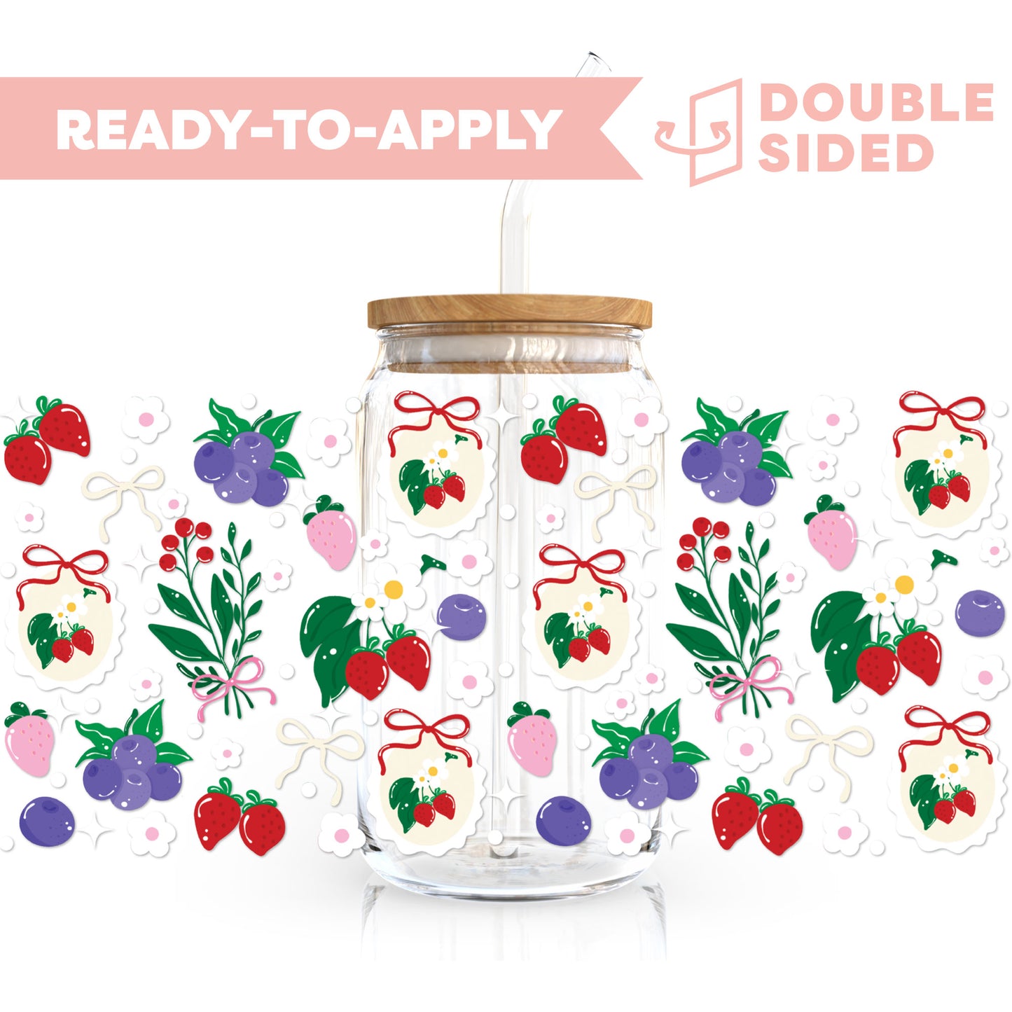 [ Double Sided ] 16oz Cup UV DTF Decal | Berry Lover