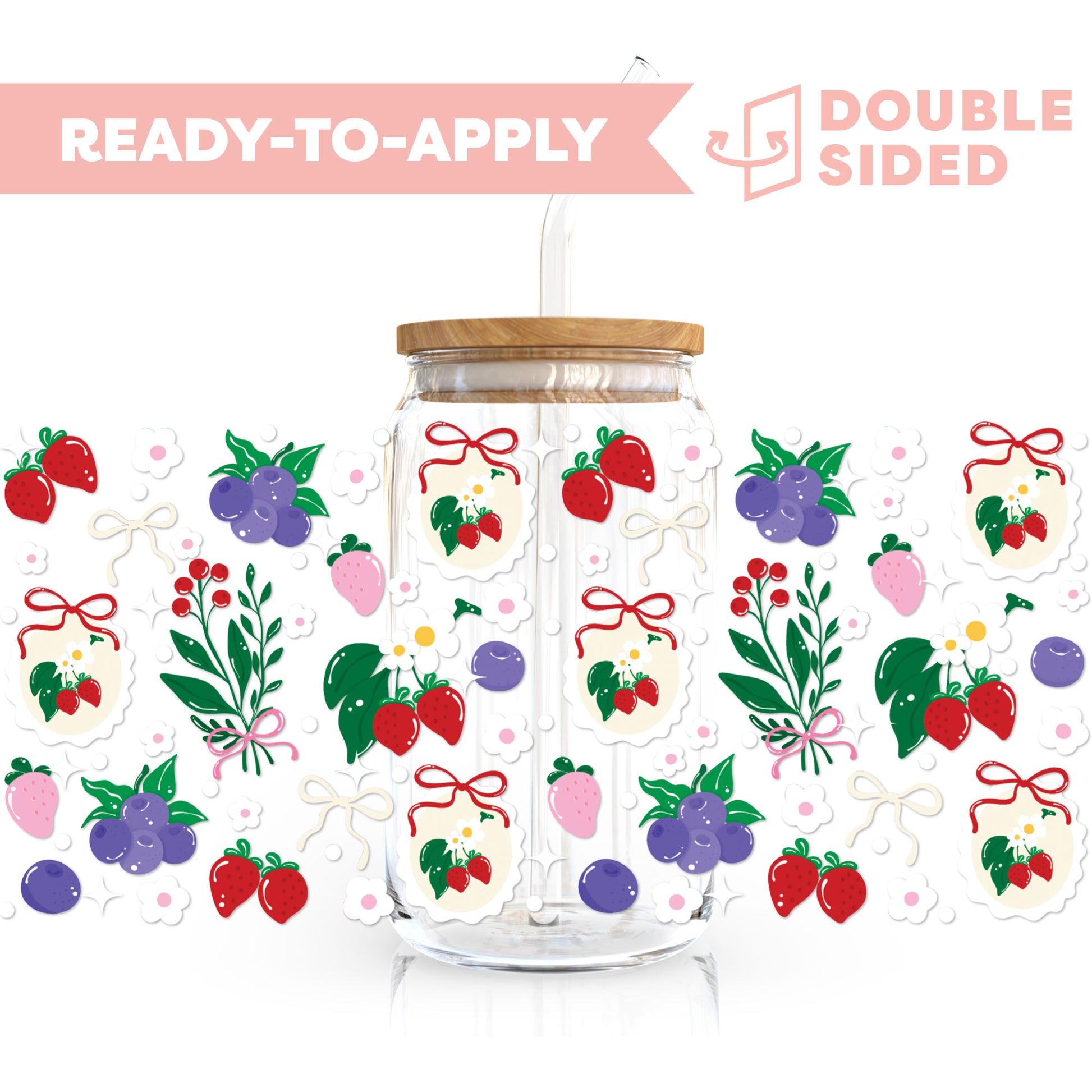 [ Double Sided ] 16oz Cup UV DTF Decal | Berry Lover