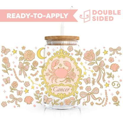[ Double Sided ] 16oz Cup UV DTF Decal | Coquette Cancer