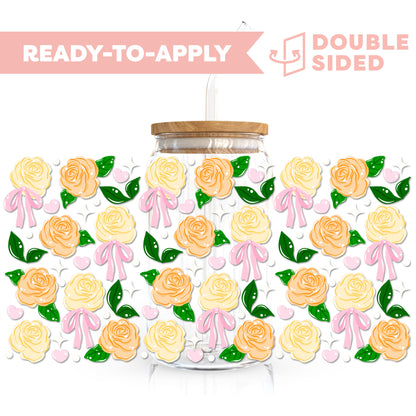 [ Double Sided ] 16oz Cup UV DTF Decal | Coquette Rose