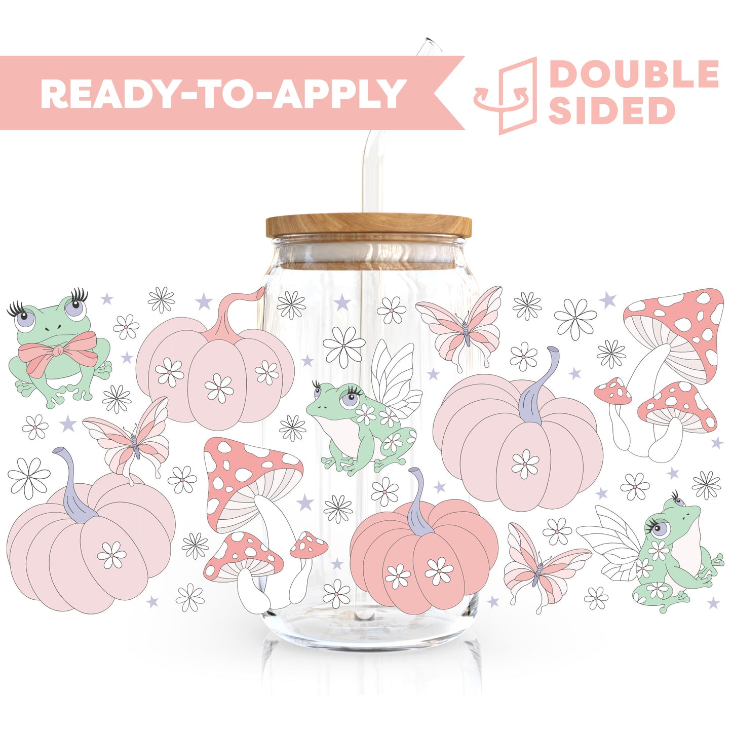 [ Double Sided ] 16oz Cup UV DTF Decal | Magical Pumpkin
