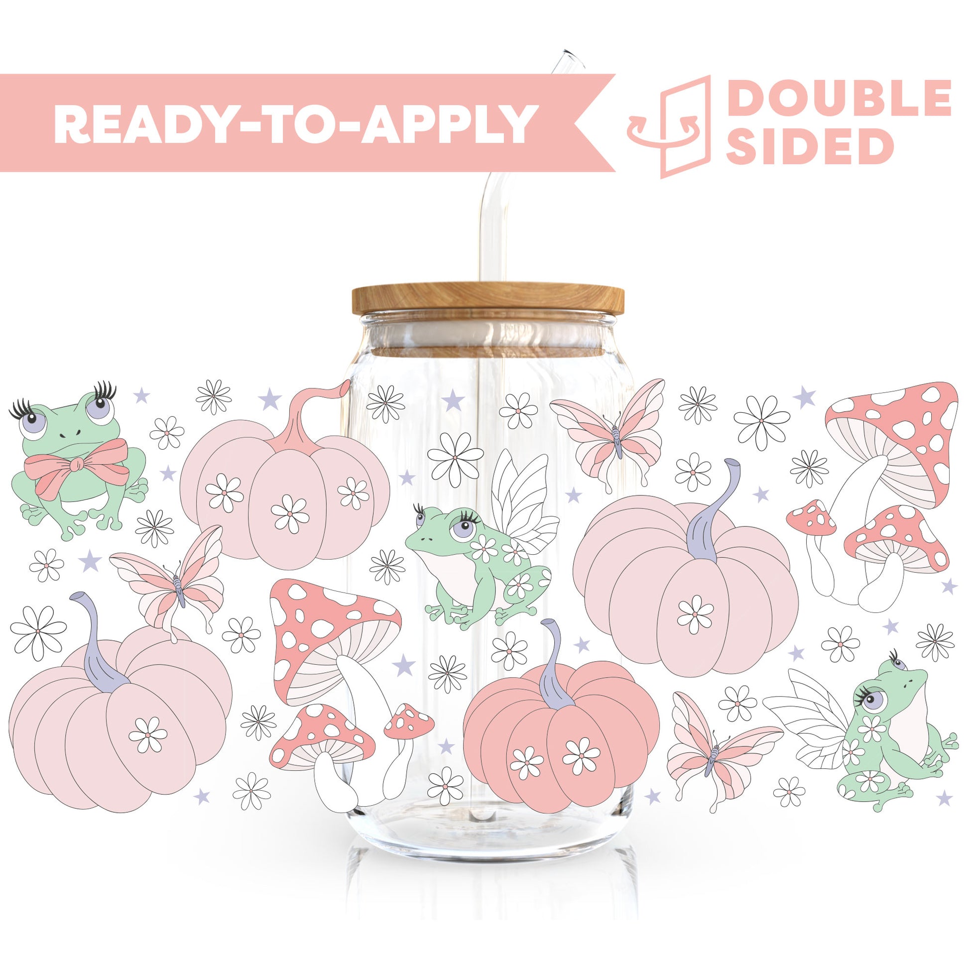 [ Double Sided ] 16oz Cup UV DTF Decal | Magical Pumpkin