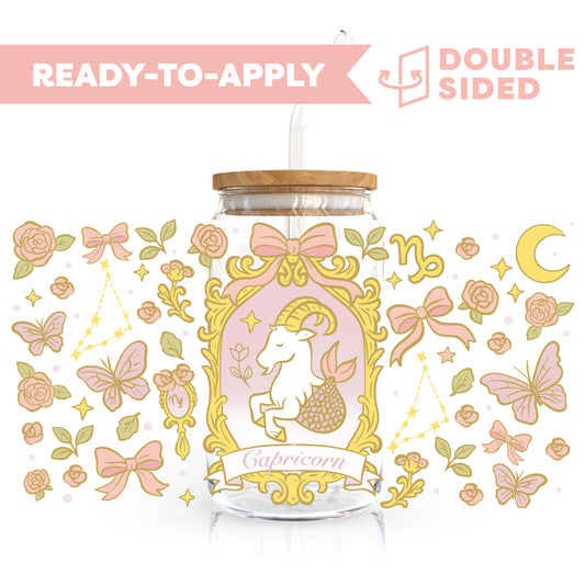[ Double Sided ] 16oz Cup UV DTF Decal | Coquette Capricorn