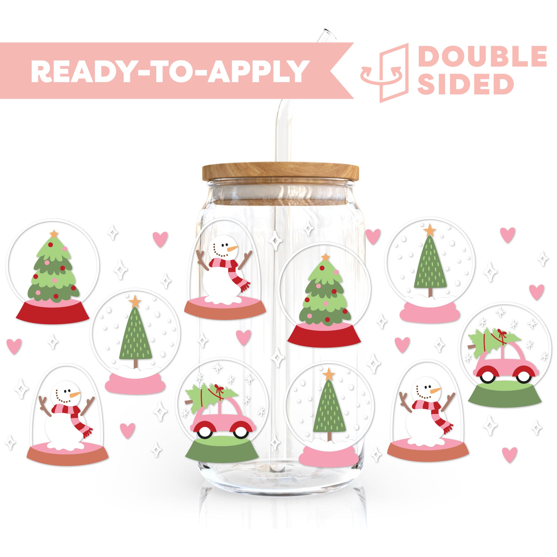 [ Double Sided ] 16oz Cup UV DTF Decal | Snow Globe