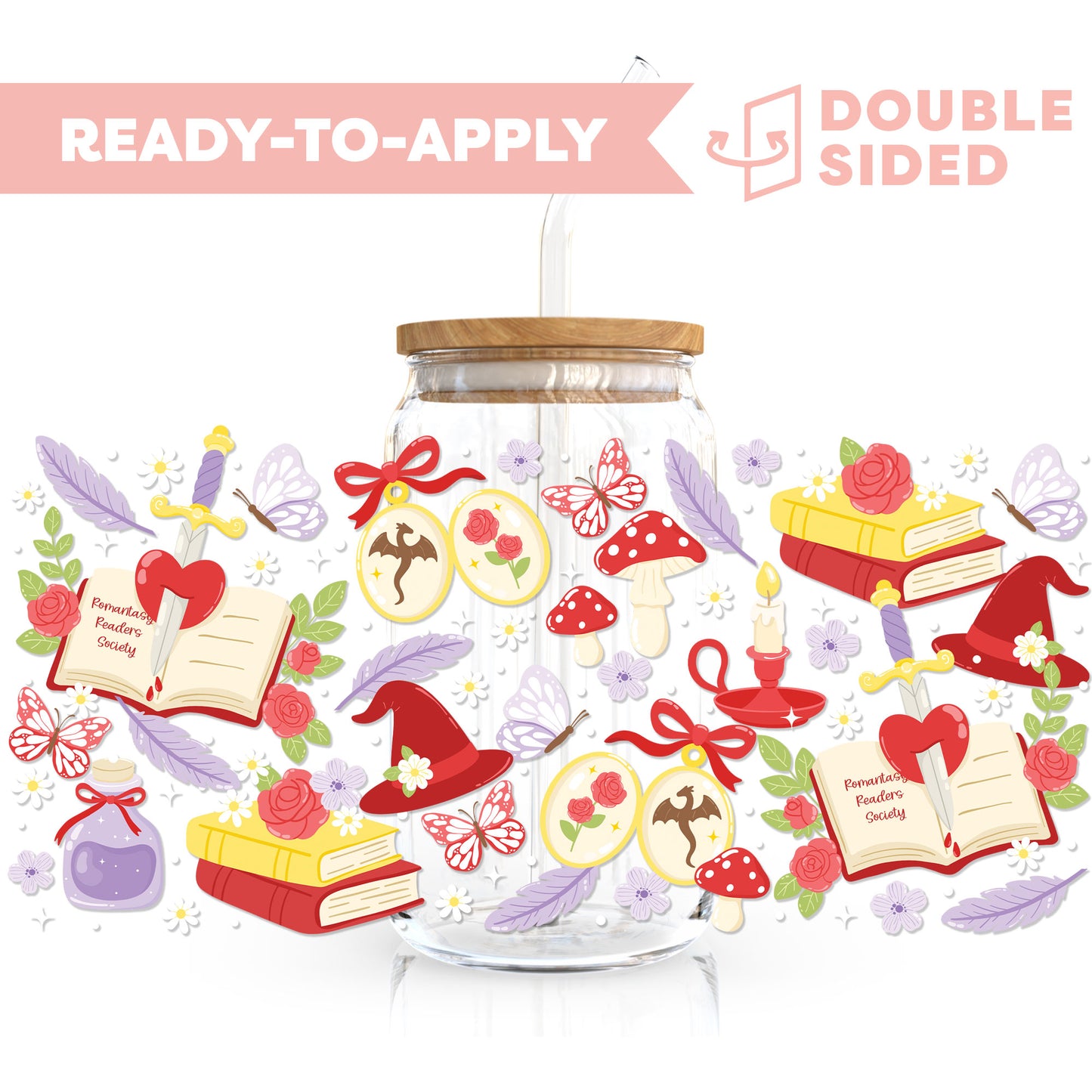 [ Double Sided ] 16oz Cup UV DTF Decal | Romantasy Readers Society