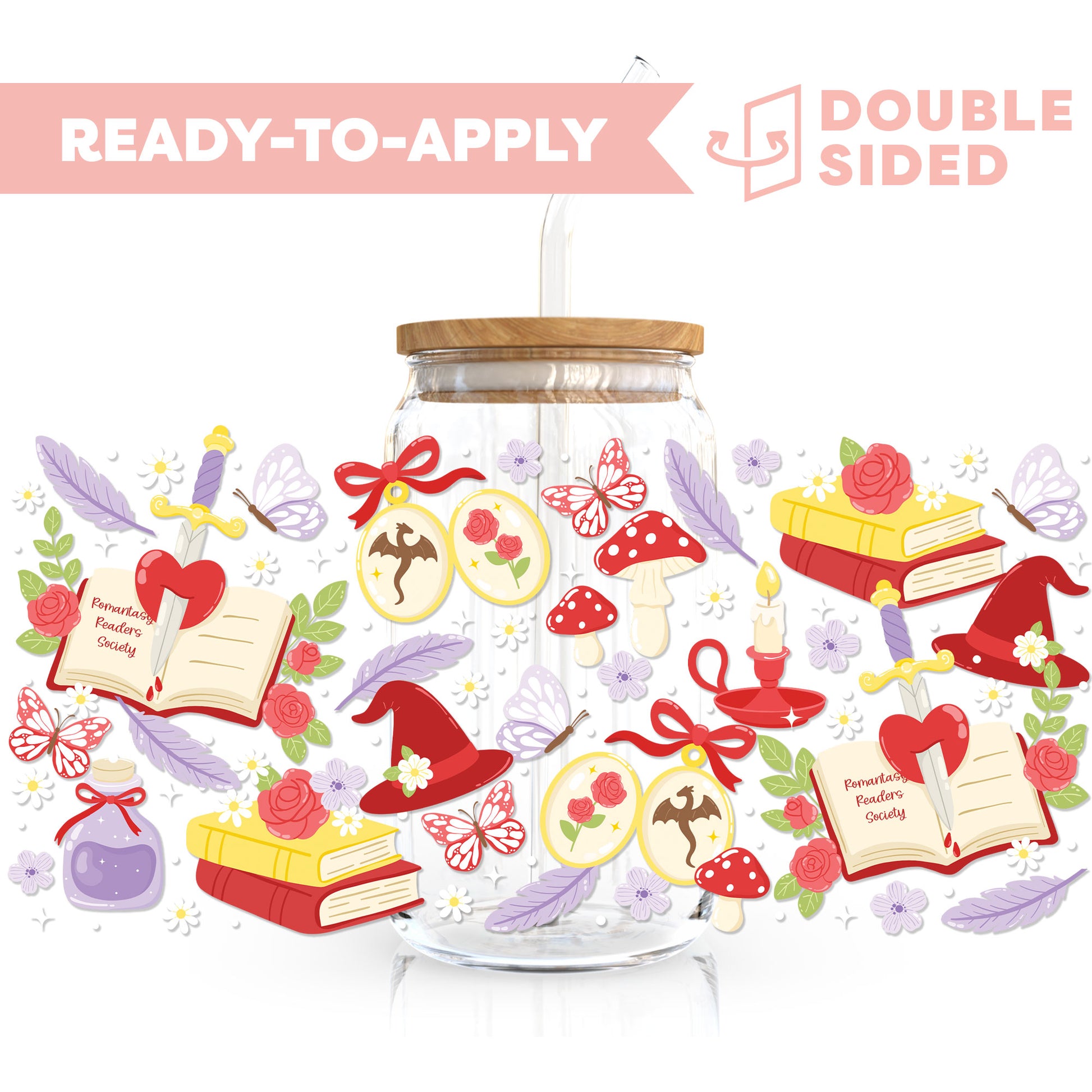 [ Double Sided ] 16oz Cup UV DTF Decal | Romantasy Readers Society