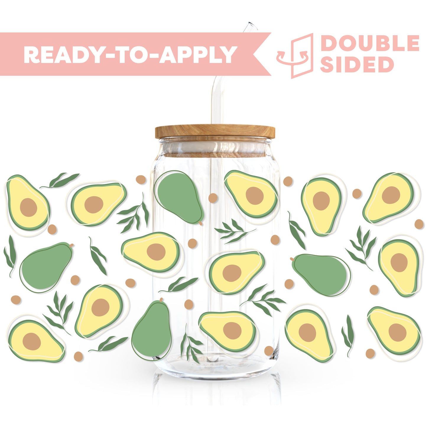 [ Double Sided ] 16oz Cup UV DTF Decal | Avocado