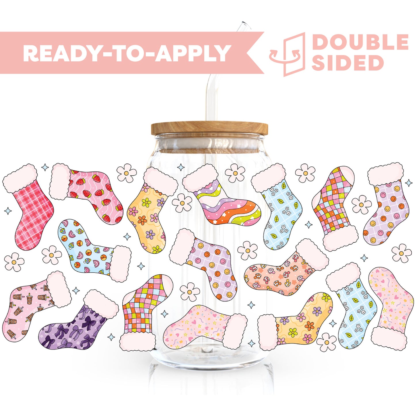 [ Double Sided ] 16oz Cup UV DTF Decal | Fuzzy Socks Season