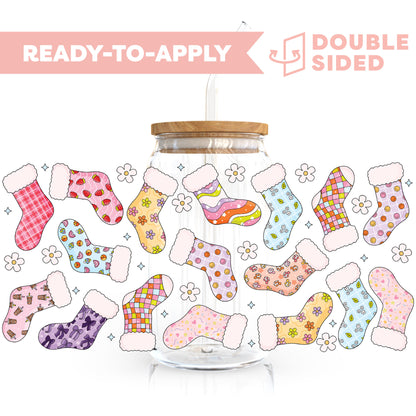 [ Double Sided ] 16oz Cup UV DTF Decal | Fuzzy Socks Season