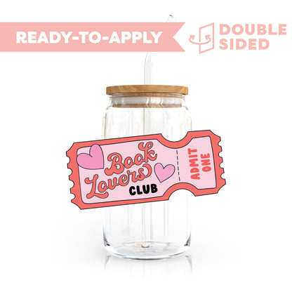 [ Double Sided ] UV DTF Transfer | Book Lover's Club 