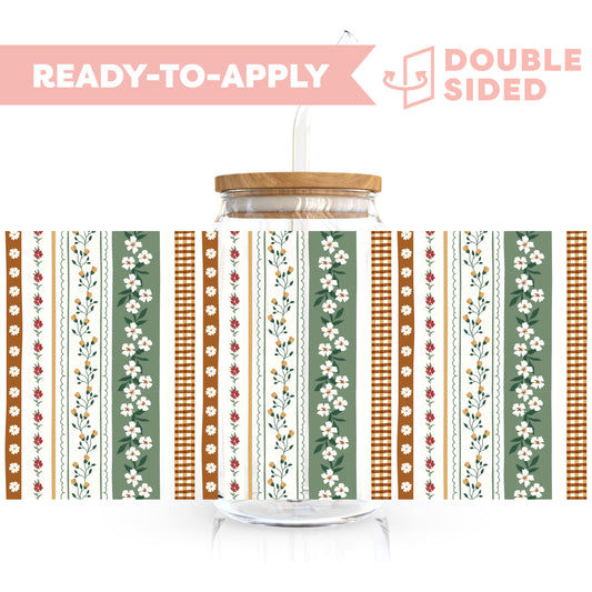 [ Double Sided ] 16oz Cup UV DTF Decal | Floral Washi Tape