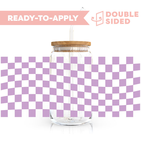 [ Double Sided ] 16oz Cup UV DTF Decal | Wavy Amethyst Checkered