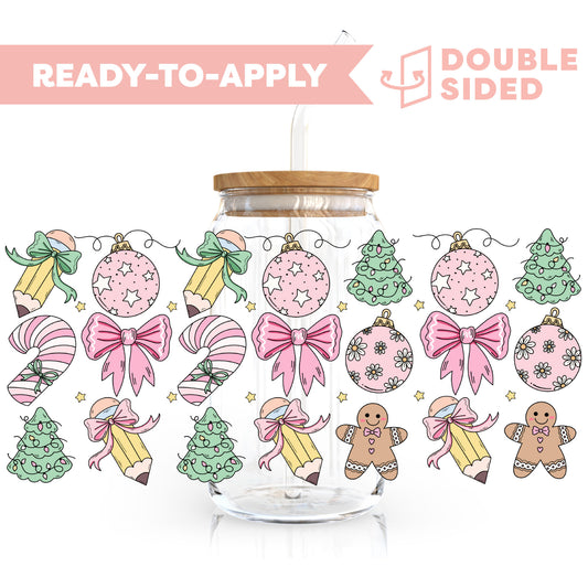 [ Double Sided ] 16oz Christmas Cup Decal  | School x Christmas