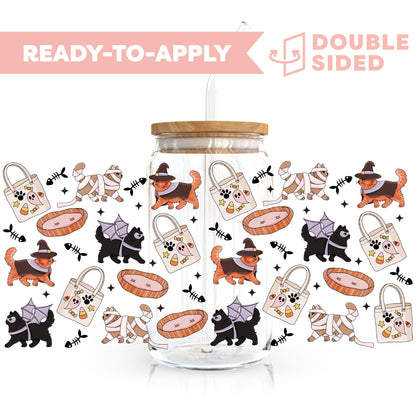 [ Double Sided ] 16oz Cup UV DTF Decal | Spooky Kitties