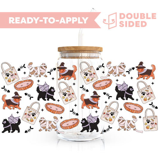 [ Double Sided ] 16oz Cup UV DTF Decal | Spooky Kitties