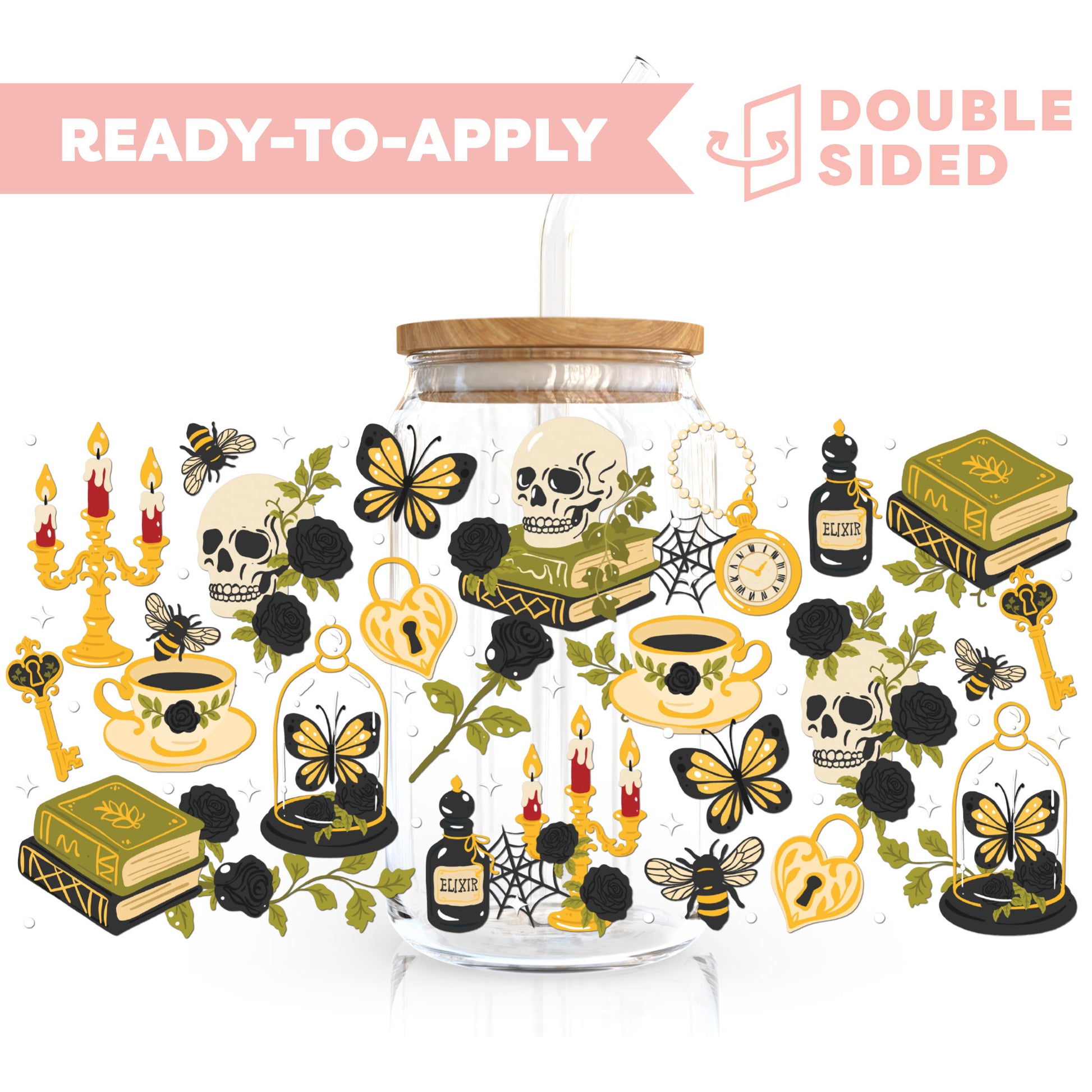 [ Double Sided ] 16oz Cup UV DTF Decal | Dark Academia